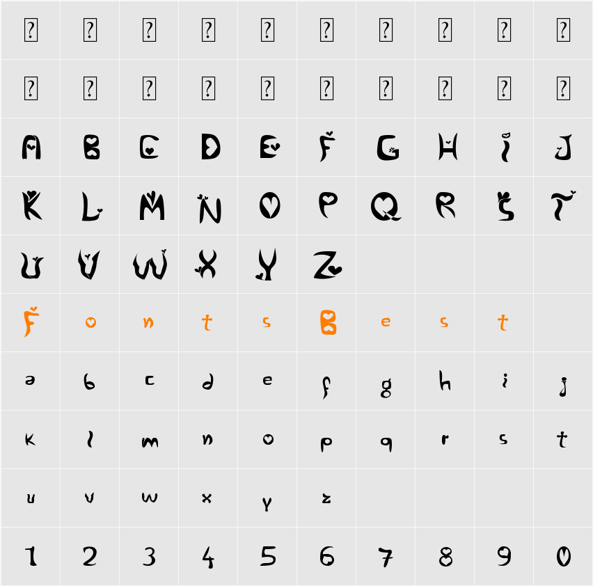 Alertse Character Map