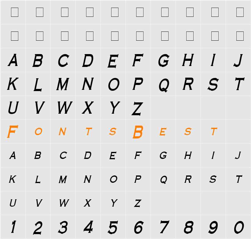 Cobalt Thin Character Map