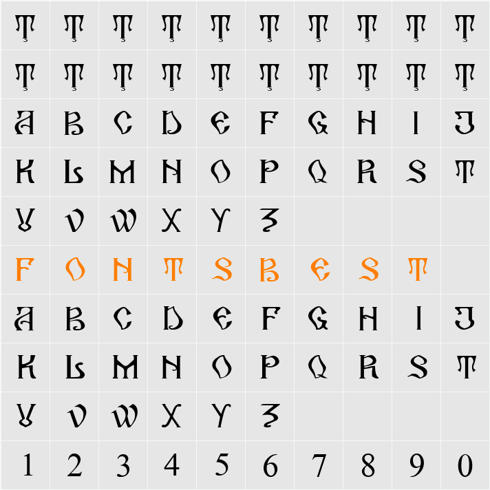 Arhaic Romanesc. Character Map