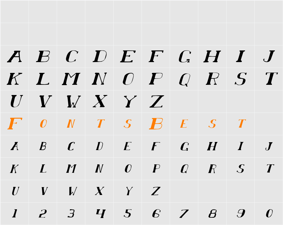 Chardin Doihle Italic Character Map