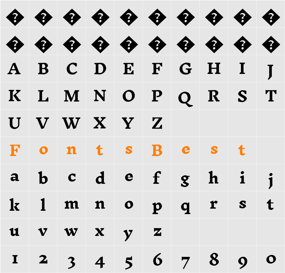Inknut Antiqua Character Map