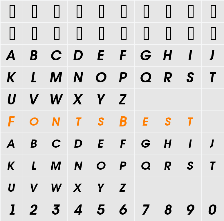 a_AvanteTitlerCpsUpC Character Map