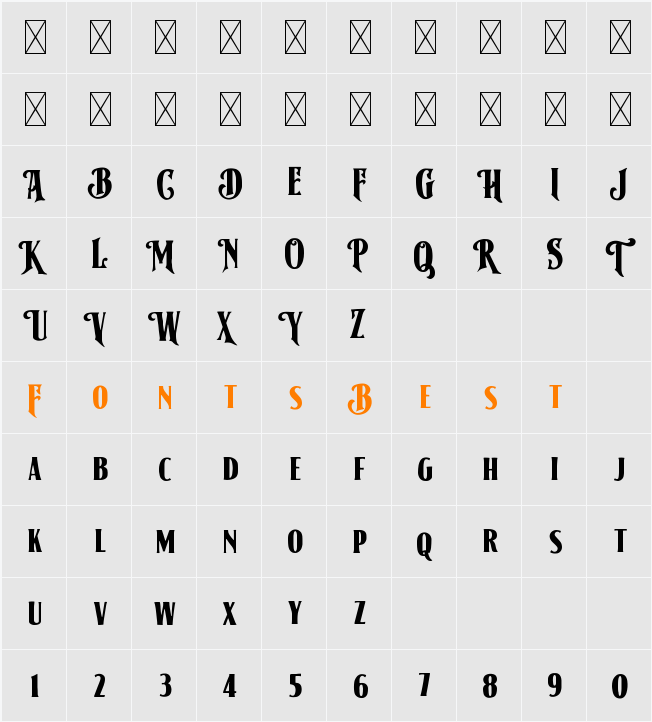 American Label Character Map
