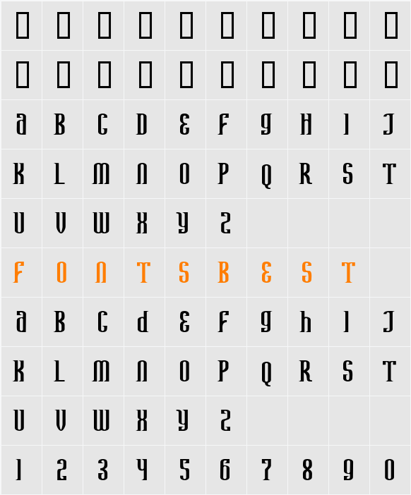 Avatar Serif Character Map
