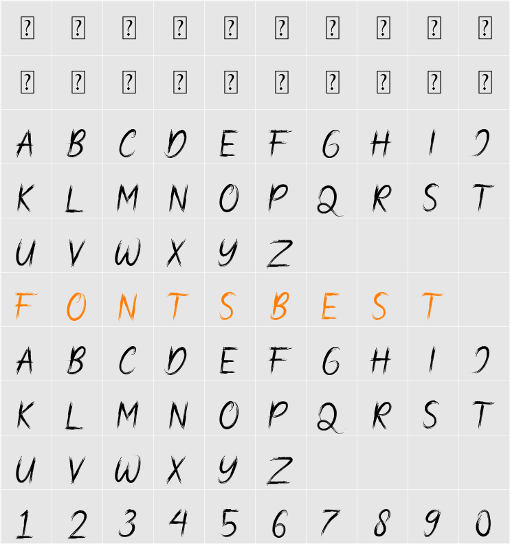 Bad Hunter Brush Character Map