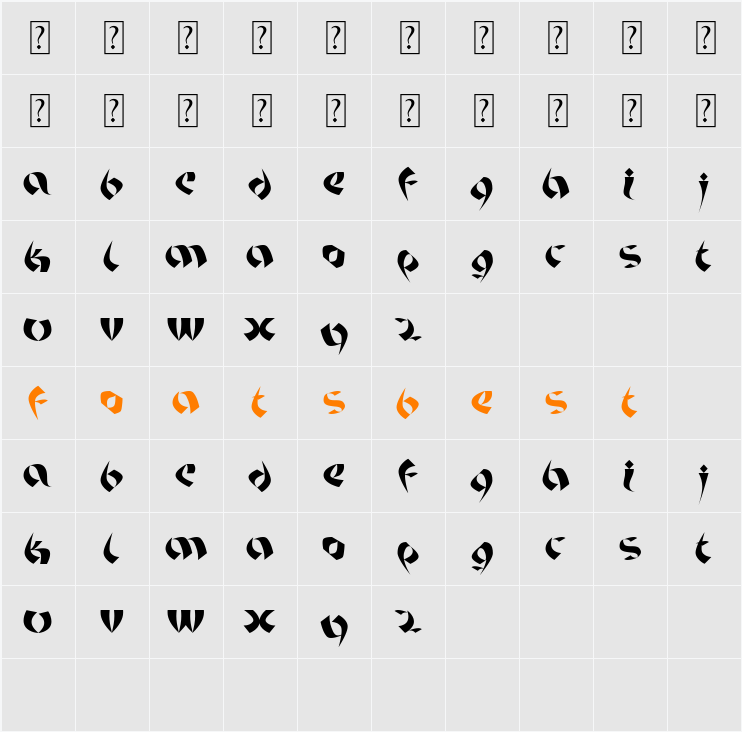 Arabica Character Map