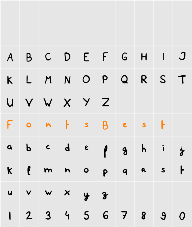 DaveUlmFont Character Map