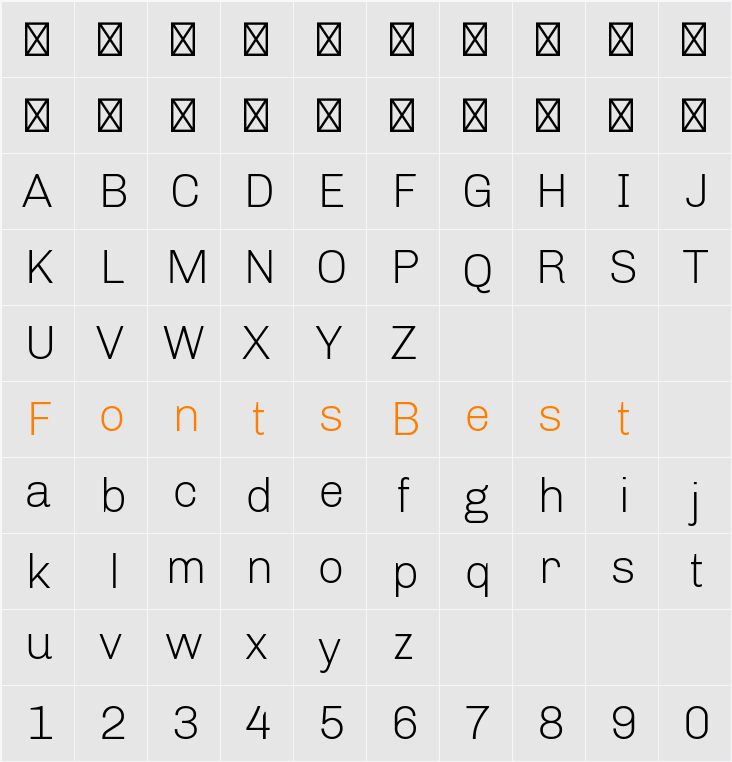 Chivo Light Character Map