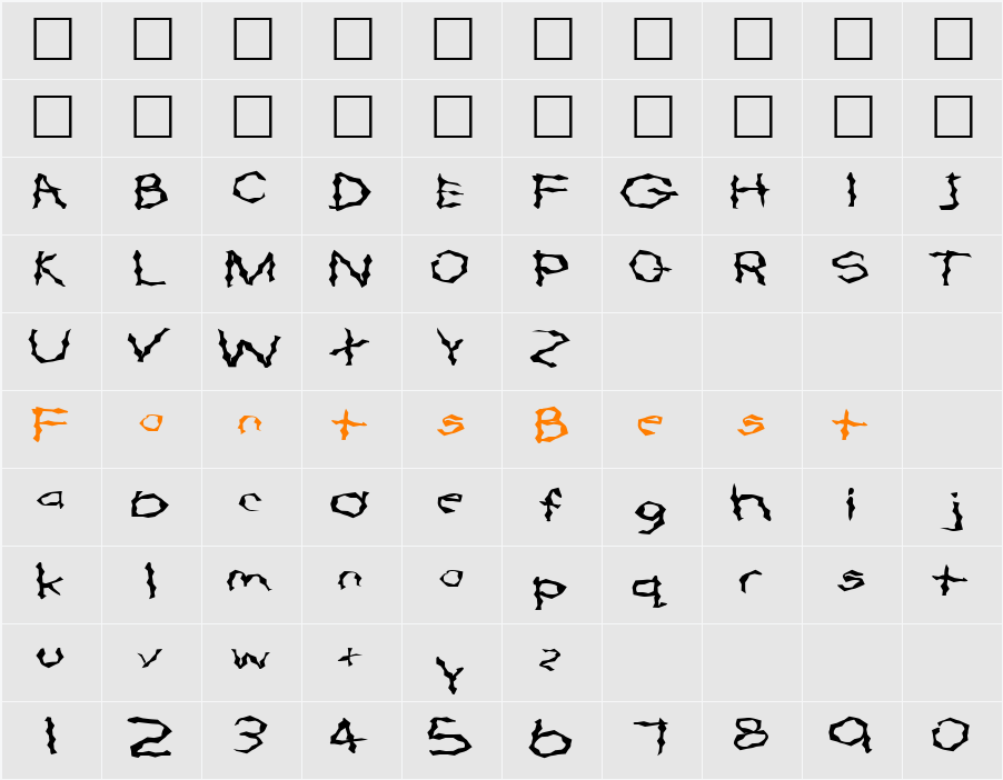 FZ WACKY 57 EX Character Map