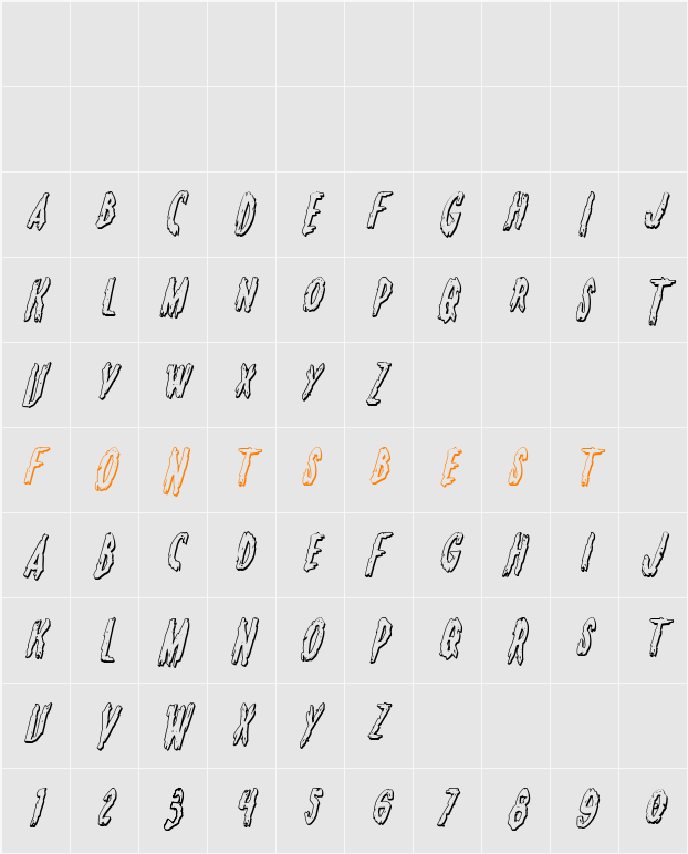 Monsterama 3D Italic Character Map