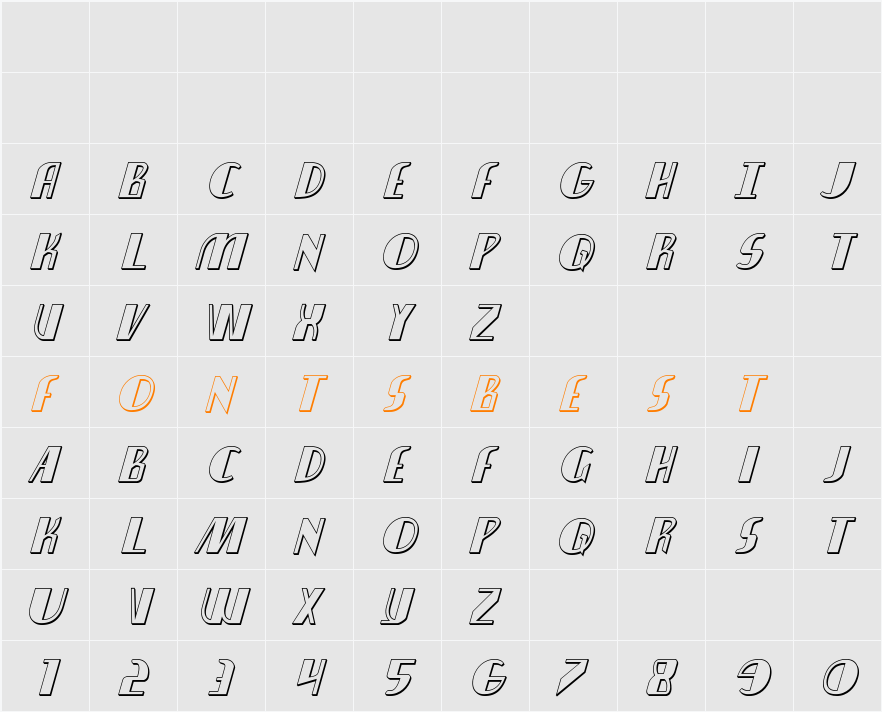 Nathan Brazil 3D Italic Character Map