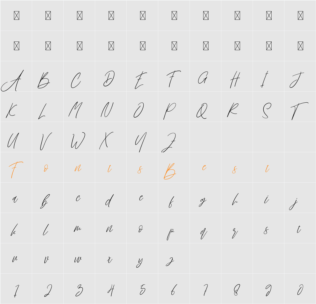 Brillian Signature Character Map