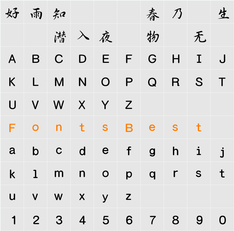 DFPXingShu-B5 Character Map