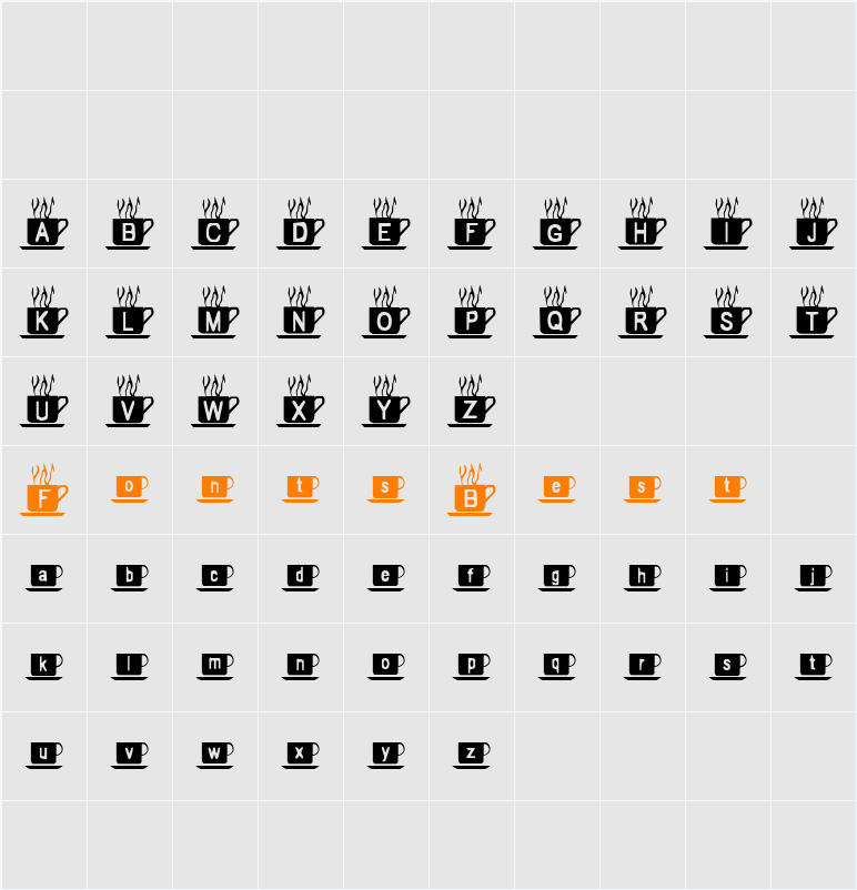 Mmmm Coffee Character Map