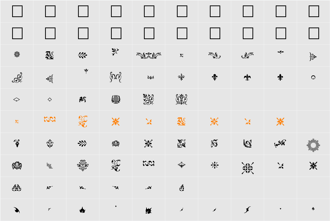 Fleurons Character Map