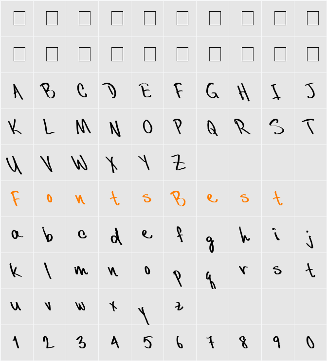 DCWri Lefty Character Map