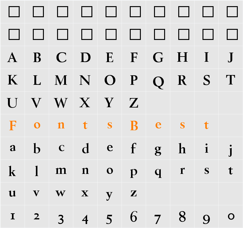 Berling Antiqua Character Map