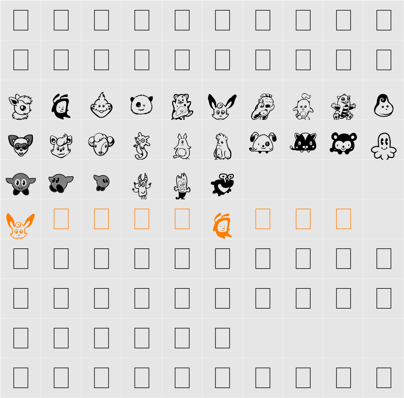 Monstres de Poche Character Map