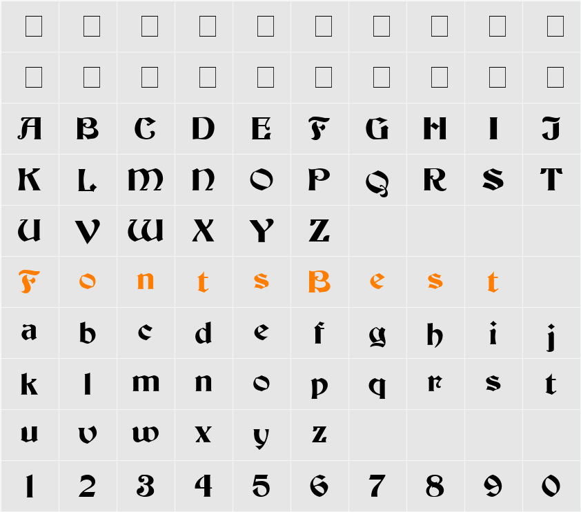 Becker-Medium Character Map