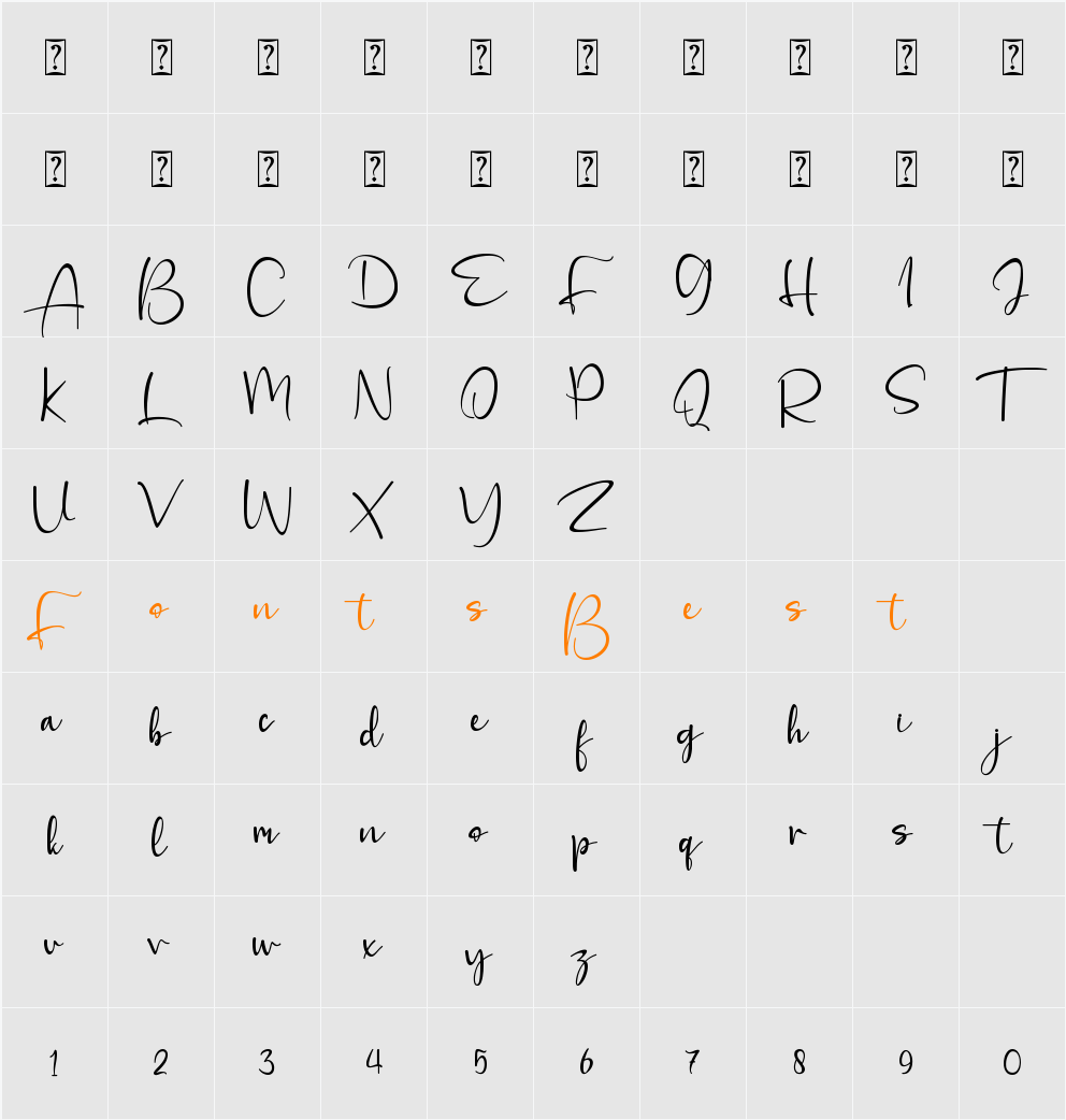 Allofera Character Map