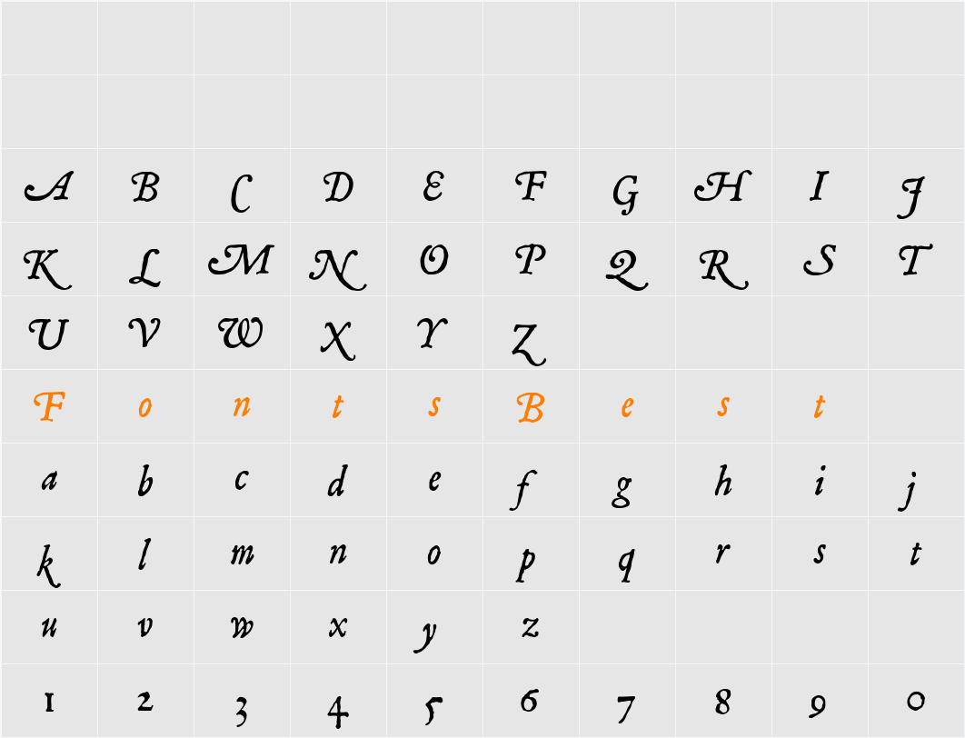 Mayflower Italic Character Map