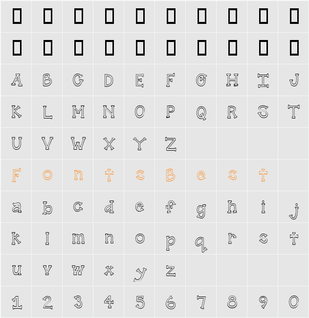 CK Skinny Serif Character Map