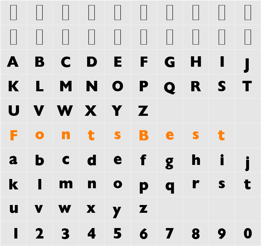 ChantillySerial-Xbold Character Map