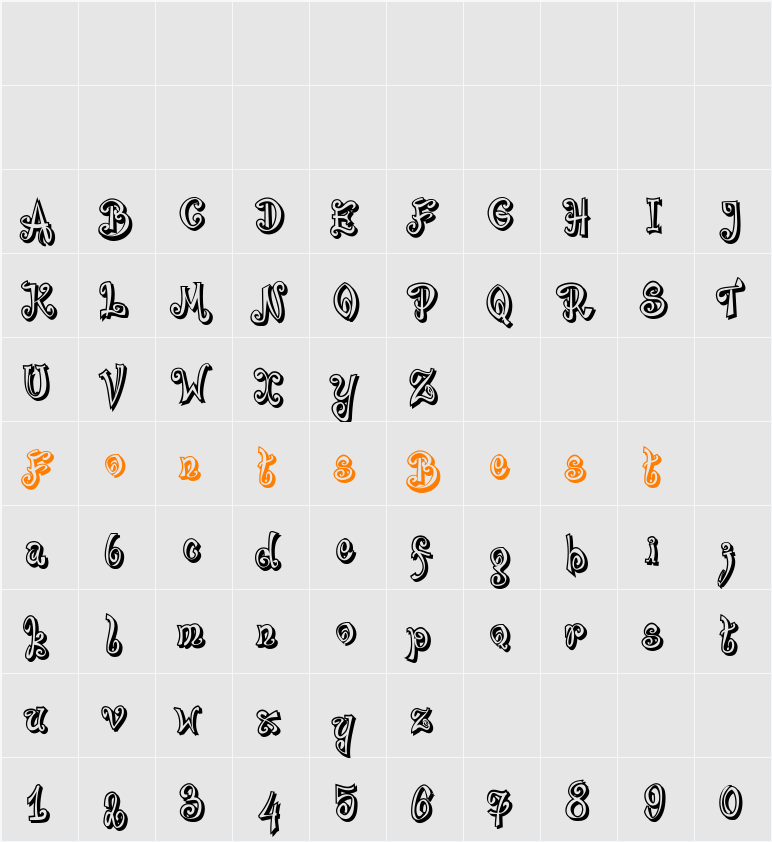 Bajareczka Shadow Character Map