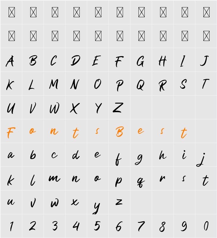 Bezitta Character Map
