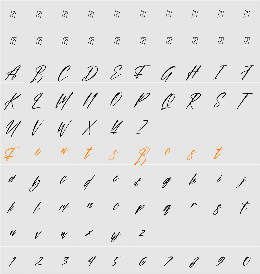 Abessom Character Map