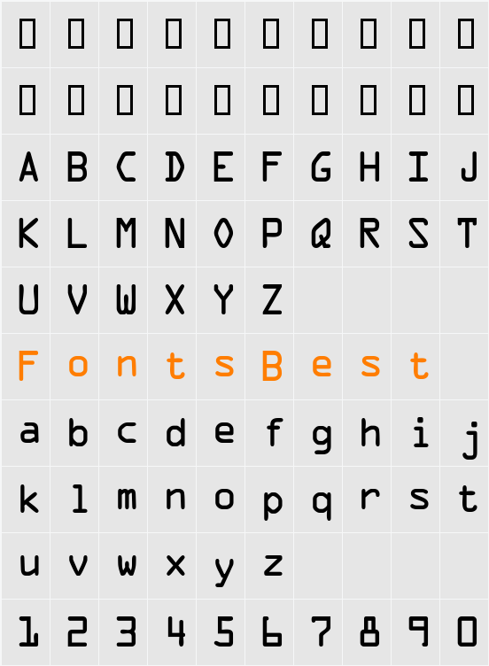 BankA Character Map