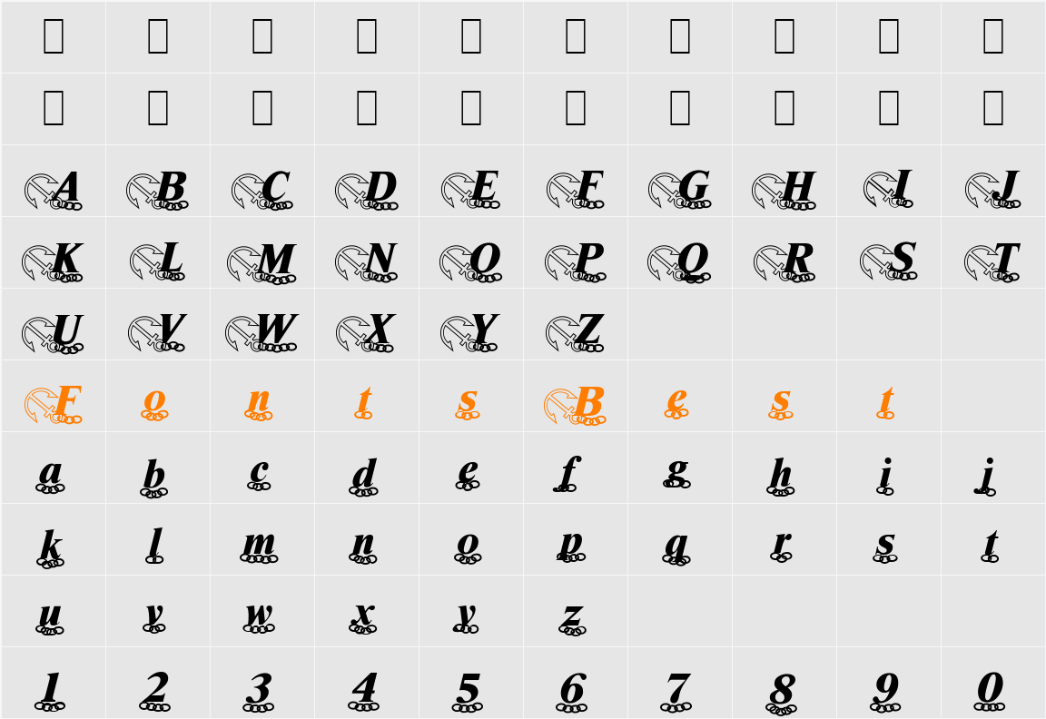 Anchor Becker Character Map