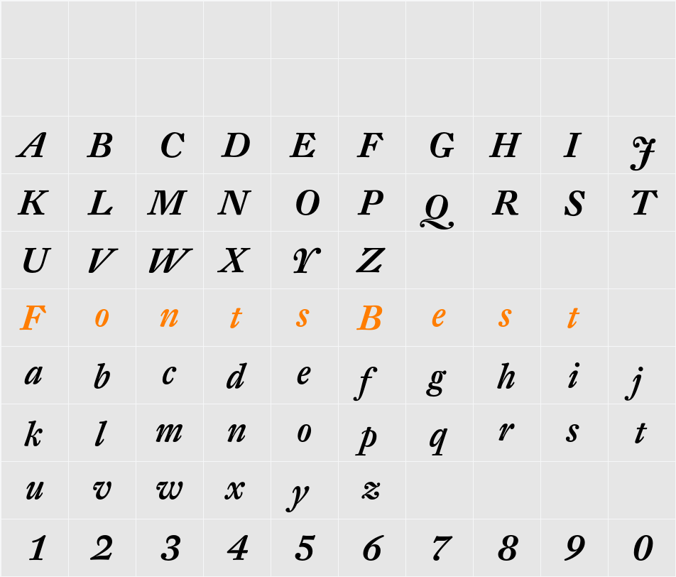 DTLFleischmannT Character Map