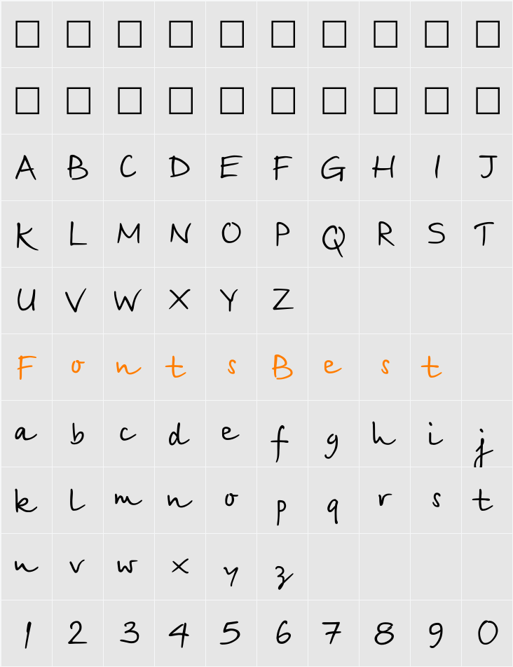 BirchCTT Character Map