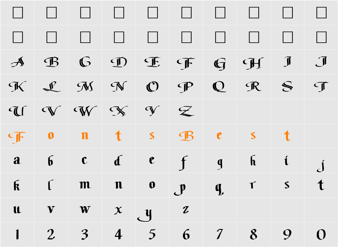 ClassicFont104 ttext Character Map