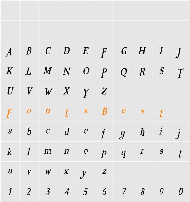 Booter - Zero Five Character Map