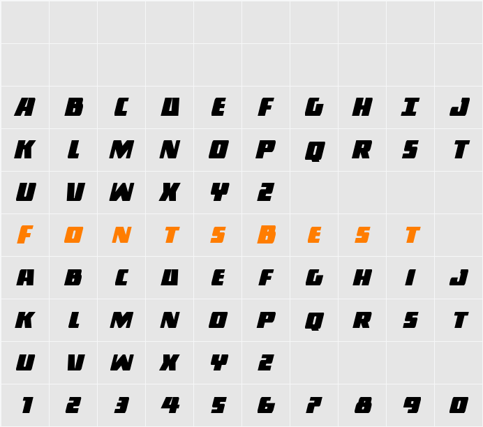 Dark Alliance Condensed Italic Character Map