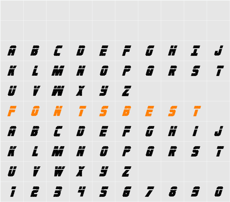 Iron Forge Laser Italic Character Map