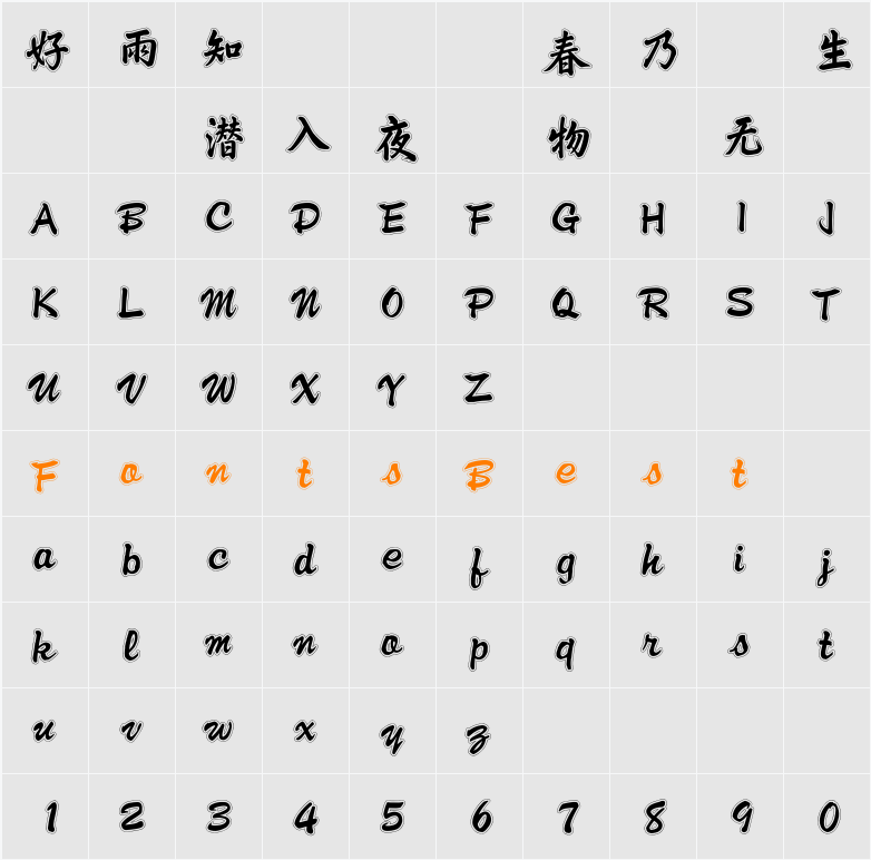 DFPGanLongKS03-B5 Character Map