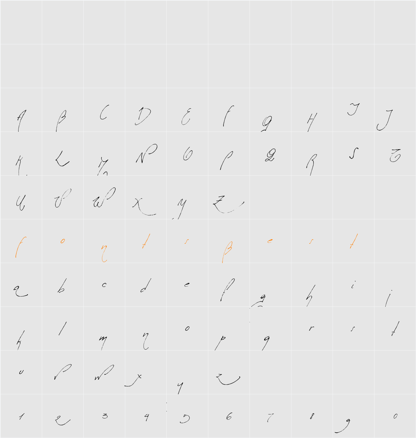 Milonguita Character Map