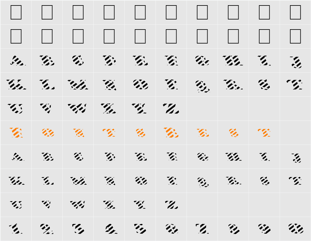 FZ JAZZY 38 STRIPED LEFTY Character Map