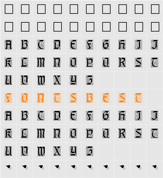 Augsburger Initials Character Map
