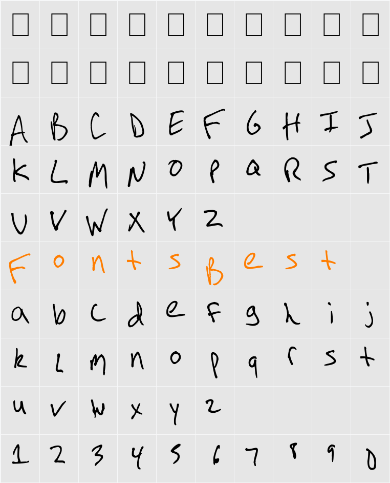 Arnot Hand Character Map