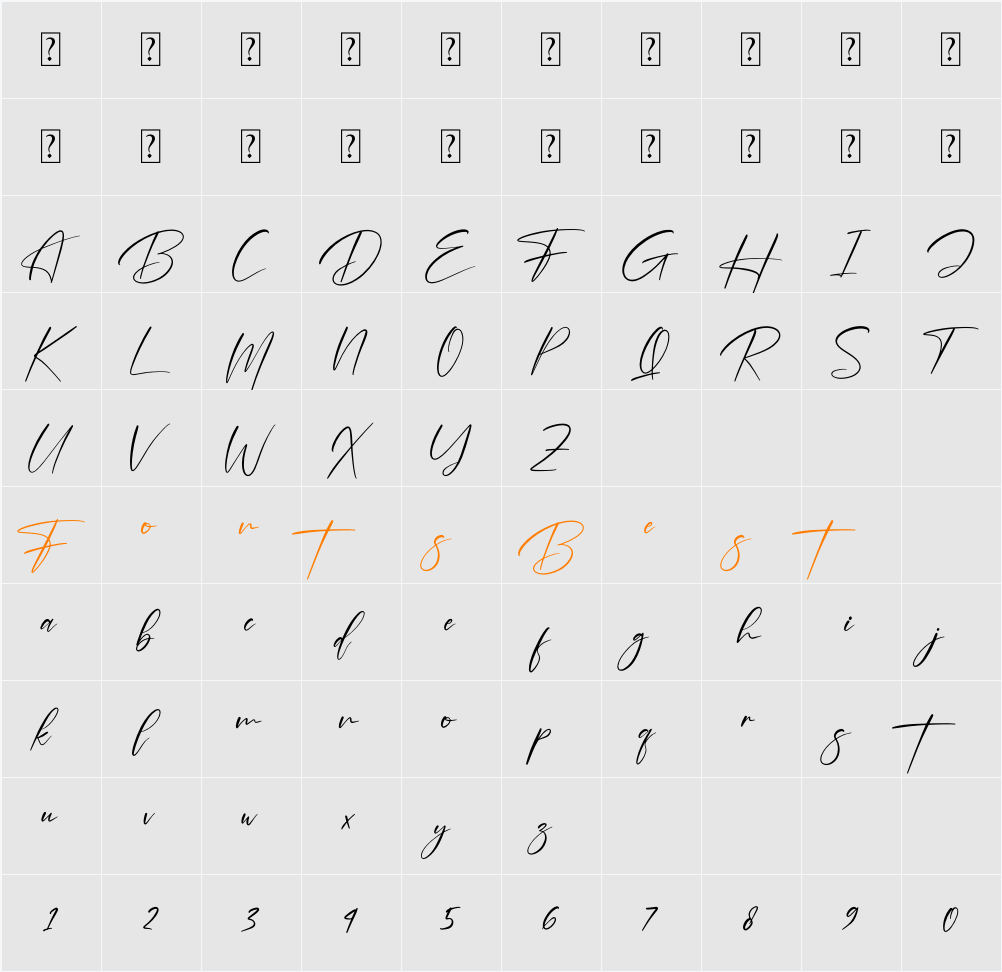 Brotherdam Signature Character Map