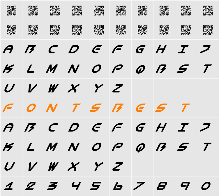 BioMetric-Italic Character Map