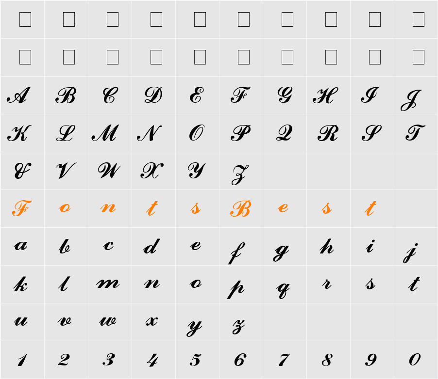 CounselorScript Character Map