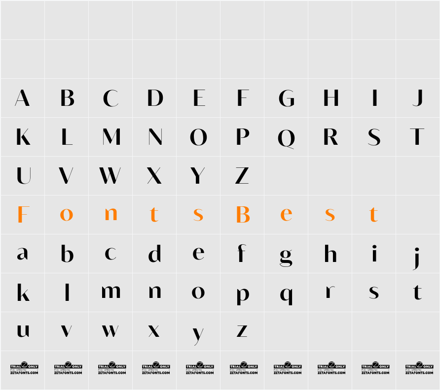 Blacker Sans Display Trial Character Map