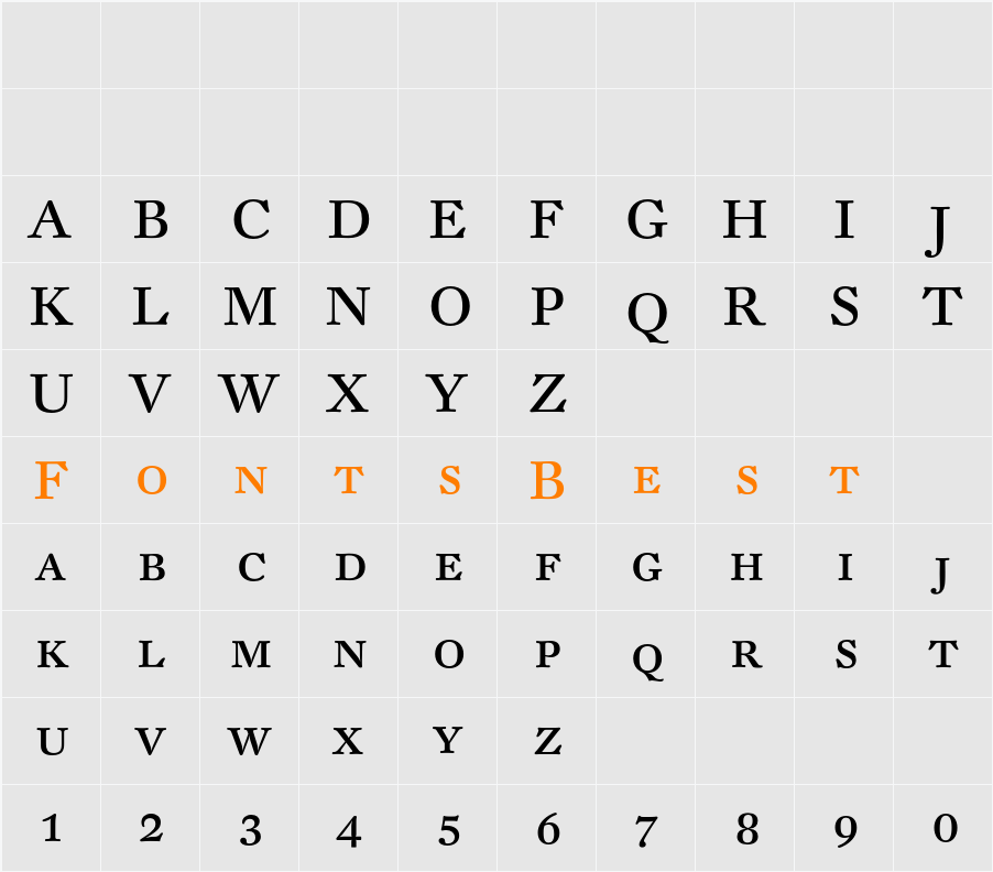 DTL Fleischmann T Caps Character Map