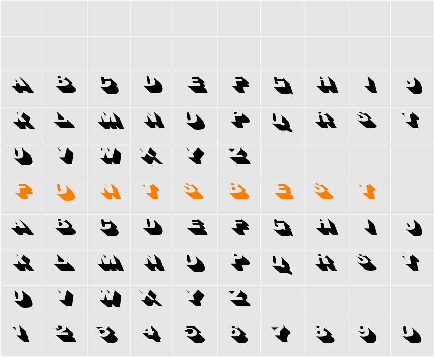 BigShadowsLeftOblique Character Map