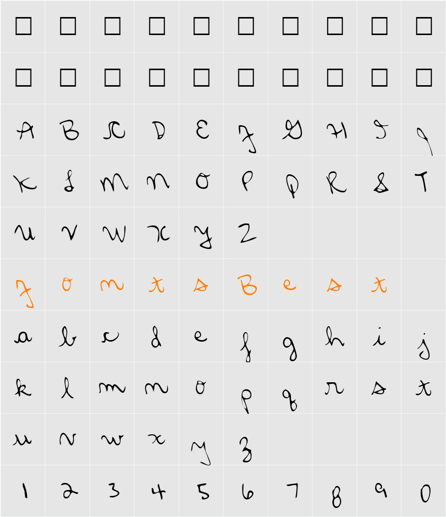 FlorasHand Character Map